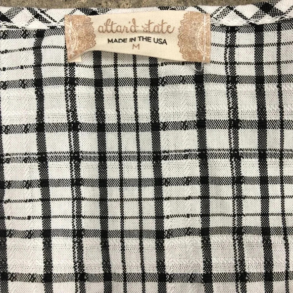 Alter’d State Women’s Black Ivory Plaid‎ Peplum Crop Top Medium NWT - Picture 3 of 6